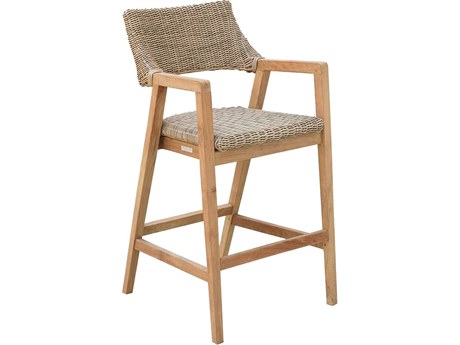 Kingsley Bate Special Order Spencer Teak Wicker Bar Chair with Arms