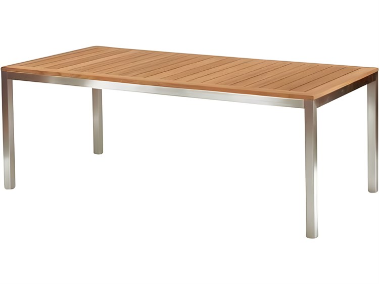 Kingsley Bate Tiburon Stainless Steel 76"W x 38"D Rectangular Dining Table with Umbrella Hole