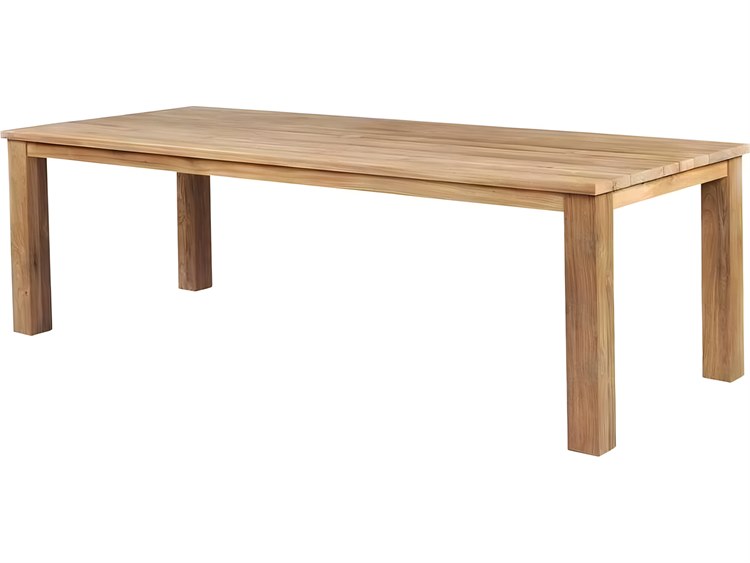 Kingsley Bate Tuscany Teak Rectangular Umbrella Hole Dining Table