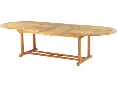 Kingsley Bate Essex Teak 80-114"W x 45"D Oval Dining Table with Umbrella Hole