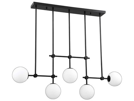 Kendal Phoenix 5-Light Black Glass Globe Island Pendant