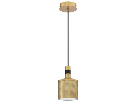 Kendal Axis 1-Light Brass Black Drum Mini Pendant