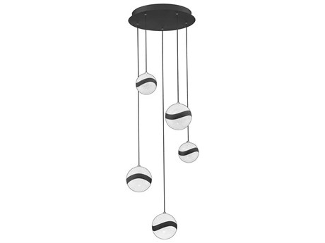 Kendal Mystyke 5-Light Matte Black LED Globe Pendant