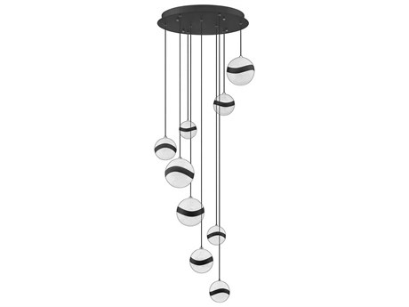 Kendal Mystyke 9-Light Matte Black LED Globe Pendant