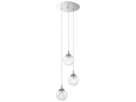 Kendal Fybra 3-Light Chrome Glass Globe Pendant