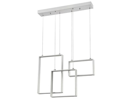 Kendal Quadron 3-Light Aluminum White LED Geometric Linear Pendant