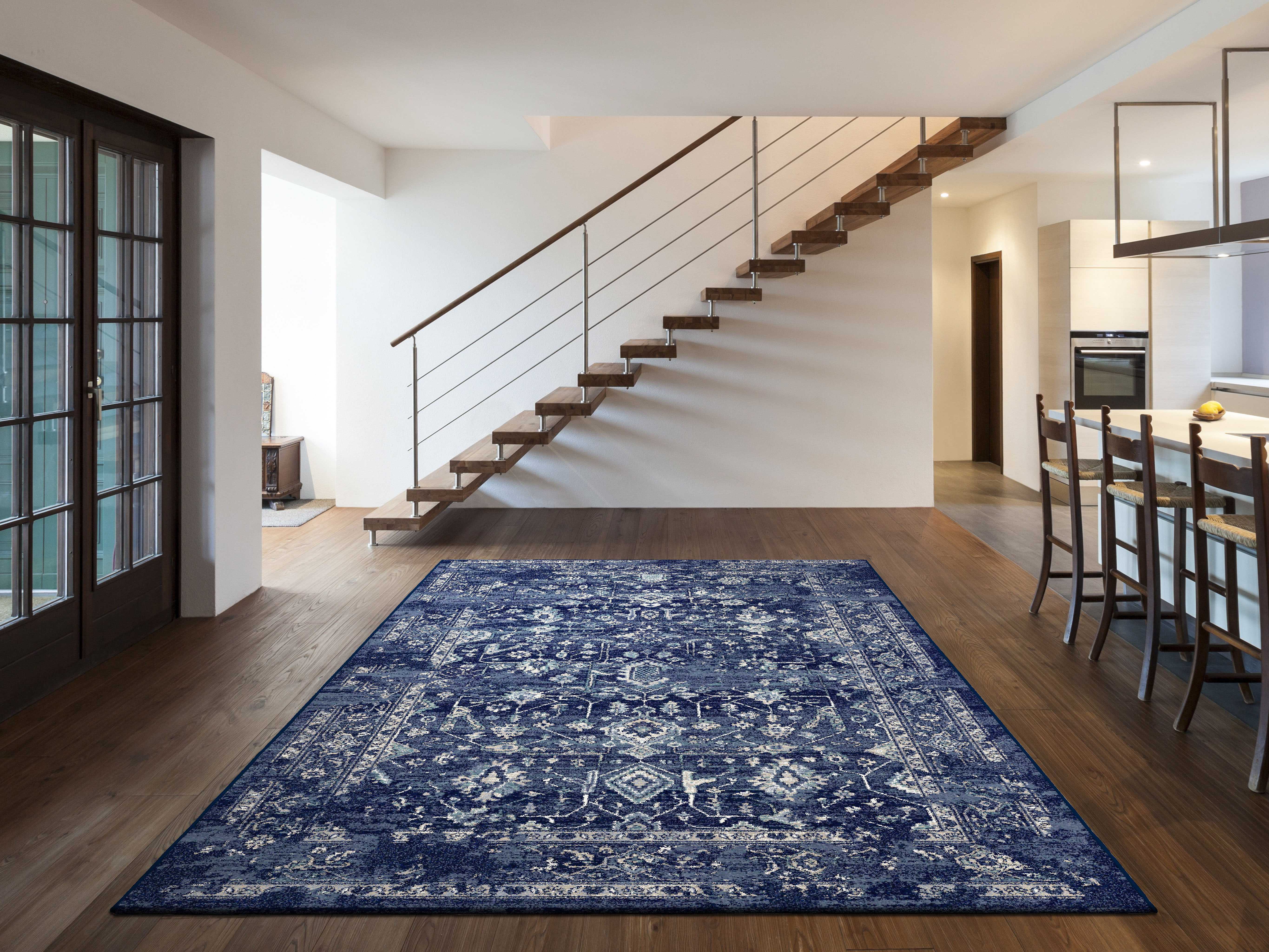 KAS Rugs Bob Mackie Home Vintage Azure Blue Rectangular Area Rug KG1310