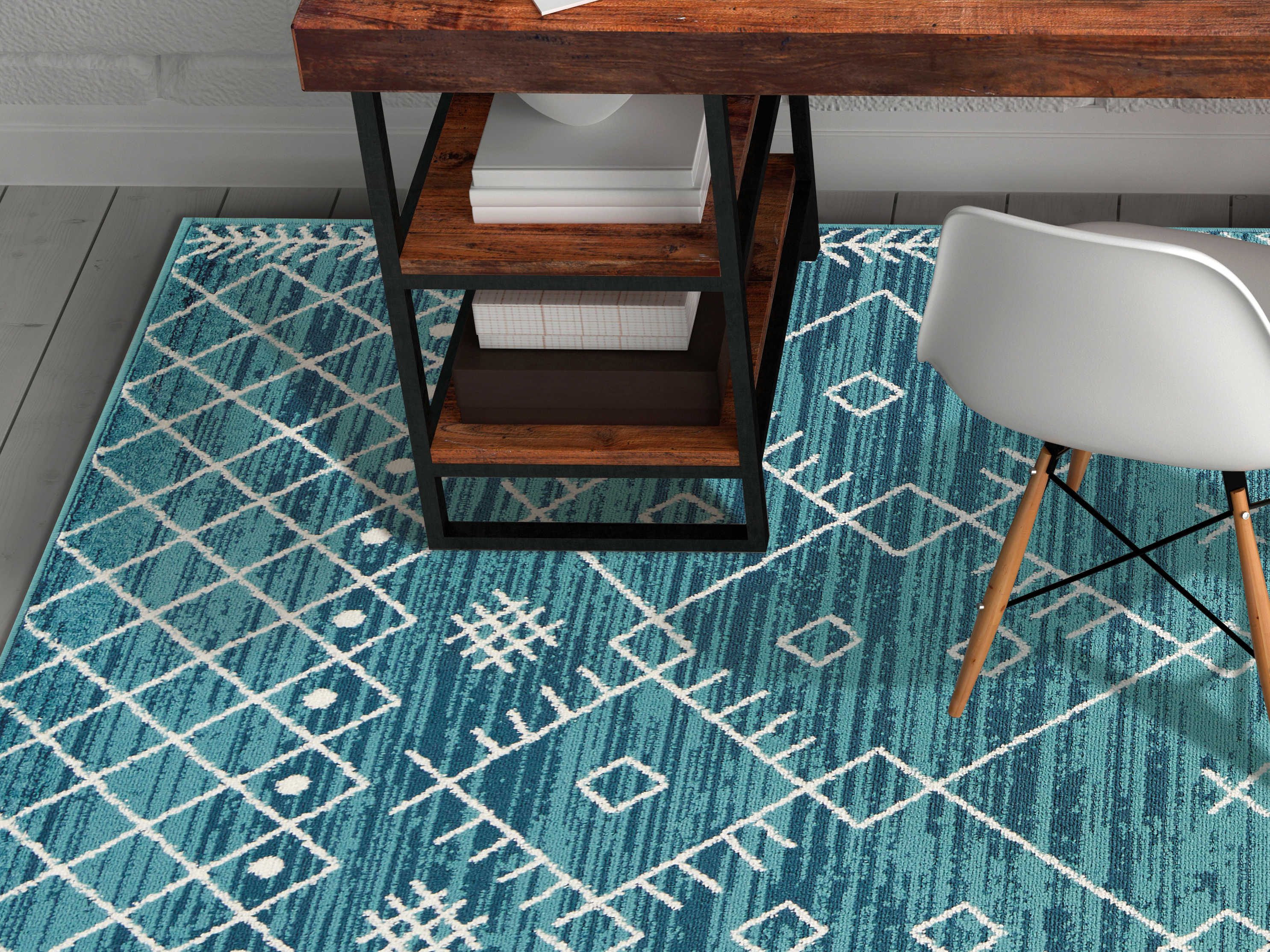 KAS Rugs Skyline Ocean Blue Rectangular Area Rug KGSKY6423