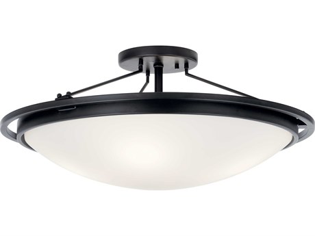 Kichler 4-Light Black Glass Bowl Semi Flush Mount
