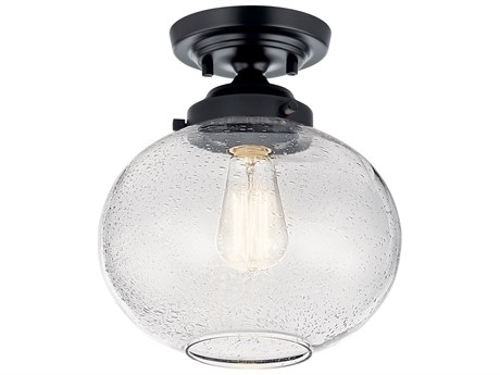 Kichler Avery 1-Light Black Globe Semi Flush Mount