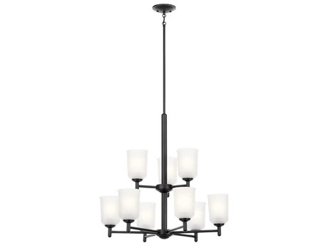 Kichler Shailene 9-Light Black Glass Bell Chandelier