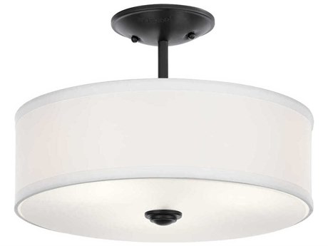 Kichler Shailene 3-Light Black Drum Semi Flush Mount