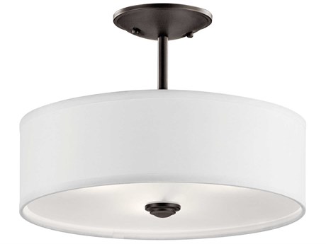Kichler Shailene 3-Light Olde Bronze Glass Drum Semi Flush Mount