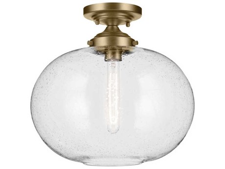 Kichler Avery 1-Light Natural Brass Globe Semi Flush Mount