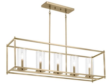 Kichler Crosby 5-Light Natural Brass Cylinder Island Pendant