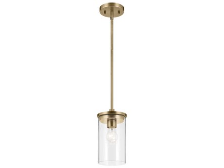 Kichler Crosby 1-Light Natural Brass Cylinder Mini Pendant