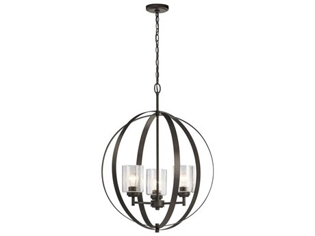 Kichler Winslow 3-Light Olde Bronze Glass Geometric Round Chandelier