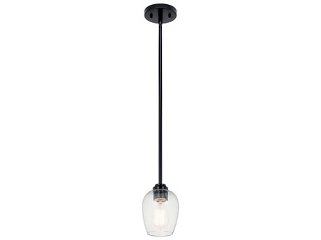 Kichler Valserrano 1-Light Brushed Nickel Black Glass Bell Mini Pendant