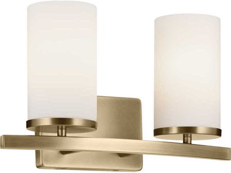 Kichler Crosby 2-Light Natural Brass Vanity Light