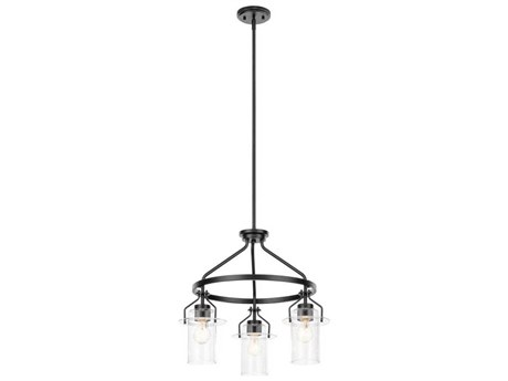 Kichler Everett 3-Light Black Glass Cylinder Chandelier
