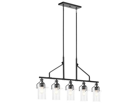 Kichler Everett 5-Light Black Glass Cylinder Island Pendant