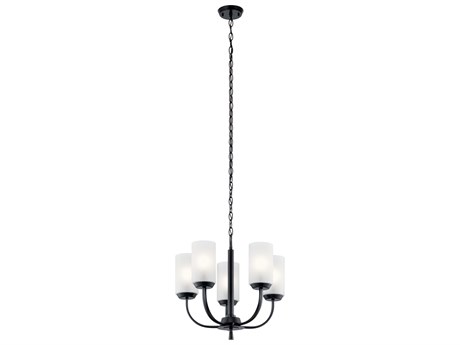 Kichler Kennewick 5-Light Black Glass Cylinder Chandelier