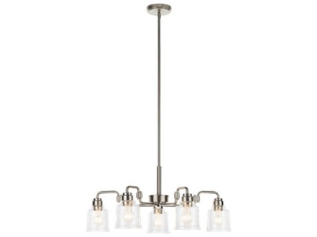 Kichler Aivian 5-Light Nickel Textured Black Glass Bell Chandelier