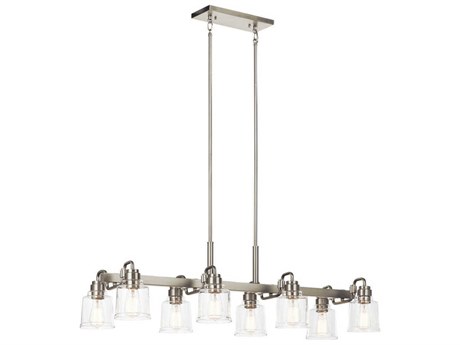 Kichler Aivian 8-Light Nickel Textured Glass Bowl Island Pendant