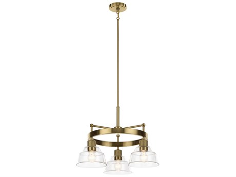 Kichler Eastmont 3-Light Brushed Brass Glass Dome Chandelier