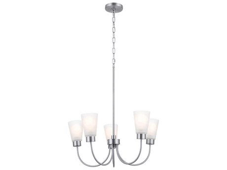 Kichler Erma 5-Light Brushed Nickel Glass Empire Chandelier