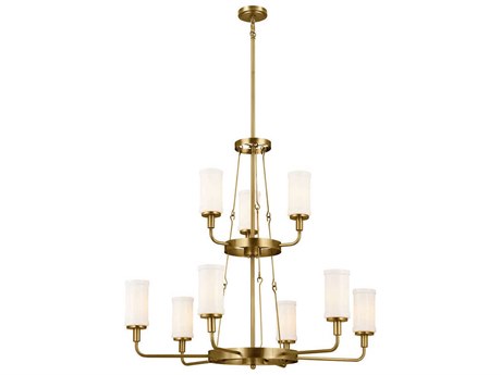 Kichler Vetivene 9-Light Natural Brass Glass Cylinder Chandelier
