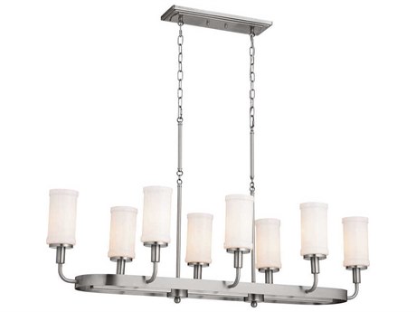 Kichler Vetivene 8-Light Classic Pewter Glass Cylinder Island Pendant