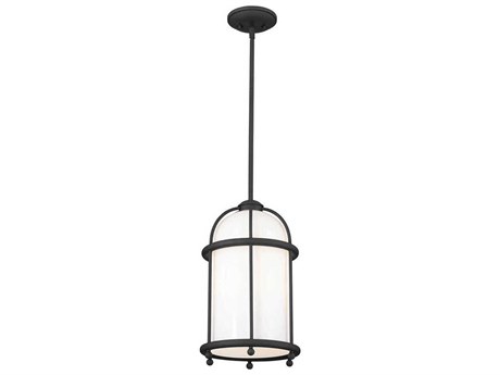 Kichler Topiary 1-Light Textured Black Glass Lantern Mini Pendant