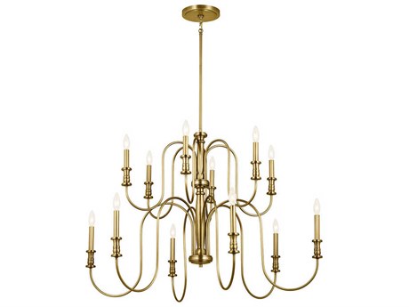 Kichler Karthe 12-Light Natural Brass Candelabra Tiered Chandelier