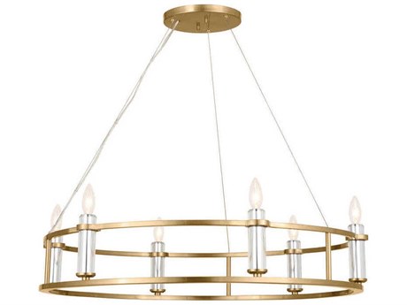 Kichler Rosalind 6-Light Brushed Natural Brass Crystal Candelabra Round Chandelier