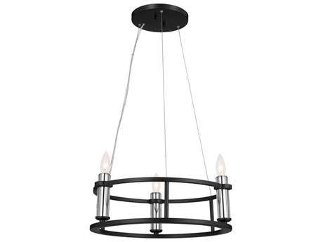 Kichler Rosalind 3-Light Black Crystal Round Pendant