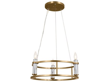 Kichler Rosalind 3-Light Brushed Natural Brass Crystal Round Pendant