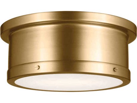Kichler Serca 2-Light Brushed Natural Brass Drum Flush Mount