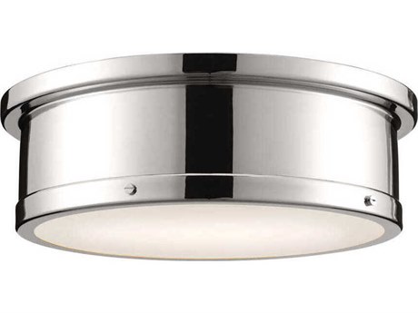 Kichler Serca 3-Light Polished Nickel Glass Drum Flush Mount
