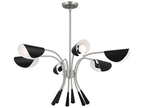 Kichler Arcus 6-Light Satin Nickel Black Geometric Chandelier