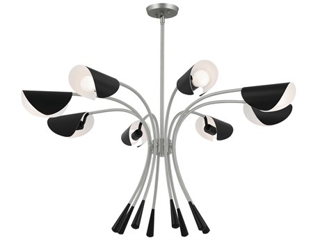 Kichler Arcus 8-Light Satin Nickel Black Geometric Chandelier