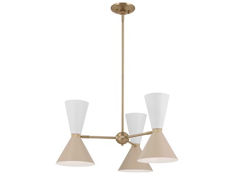Kichler Phix 6-Light Champagne Bronze White And Greige Geometric Chandelier