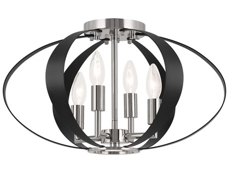 Kichler Cecil 4-Light Polished Nickel Geometric Semi Flush Mount