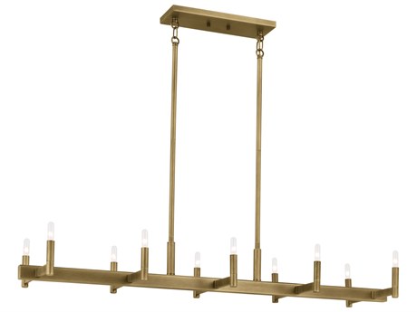 Kichler Erzo 10-Light Natural Brass Linear Island Pendant
