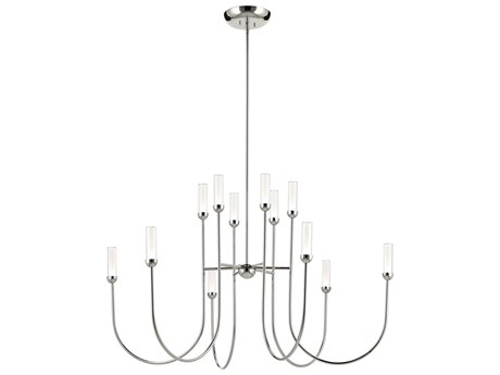 Kichler Moraine 12-Light Polished Nickel Cylinder Chandelier