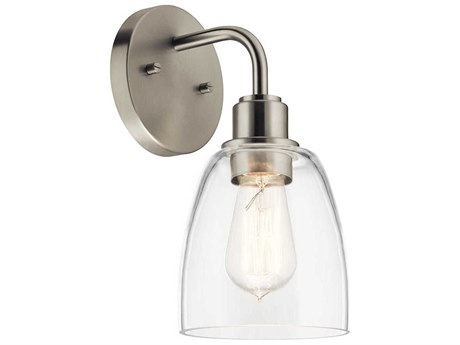 Kichler Meller 1-Light Nickel Textured Glass Wall Sconce