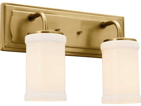 Kichler Vetivene 2-Light Natural Brass Glass Vanity Light