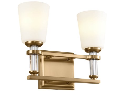 Kichler Rosalind 2-Light Brushed Natural Brass Crystal Vanity Light