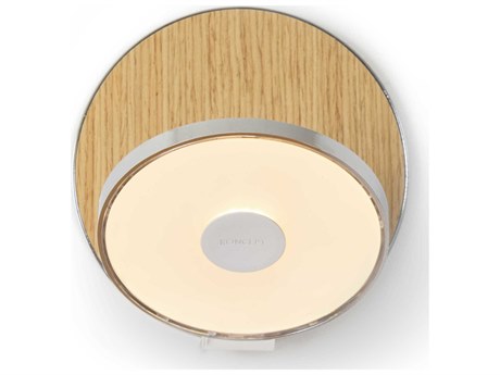 Koncept Gravy Chrome Body White Oak Face Plates Wood LED Wall Sconce