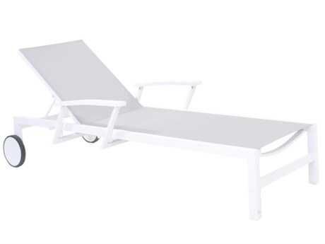 Kettler Anabel Closeout White Adjustable Chaise Lounge in Mouse Grey Sling (Price Includes Two)